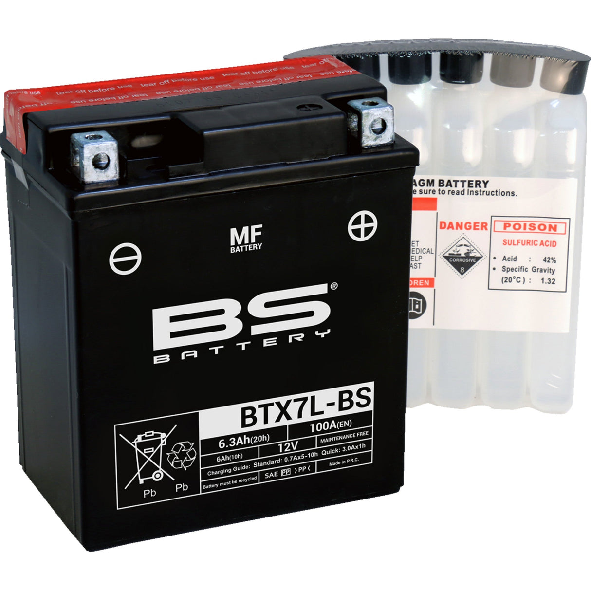 Bs Battery BTX Battery - 300620 For Suzuki Motorcycles 1993-2016 | TM Dirt Bikes 2004-2017 | Yamaha 225 Serow / 225 / 125 2005-2011