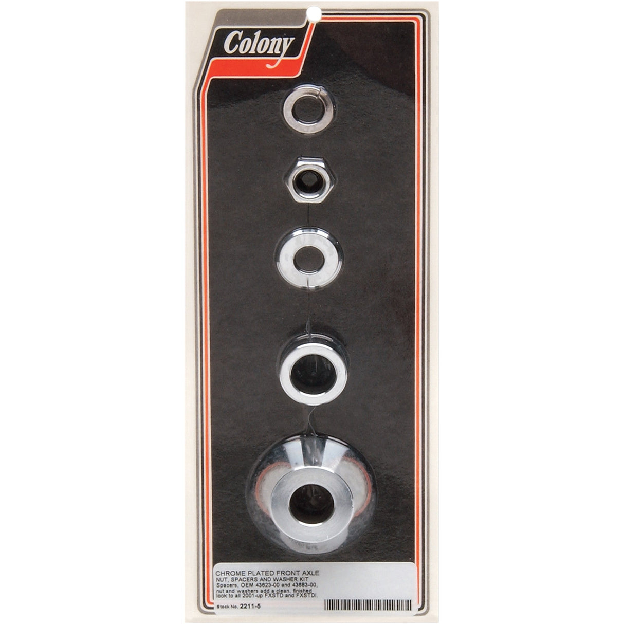 COLONY 2401-0110 2211-5 Axle Spacer/Nut Kit Axle Spacer - Front - FXSTD