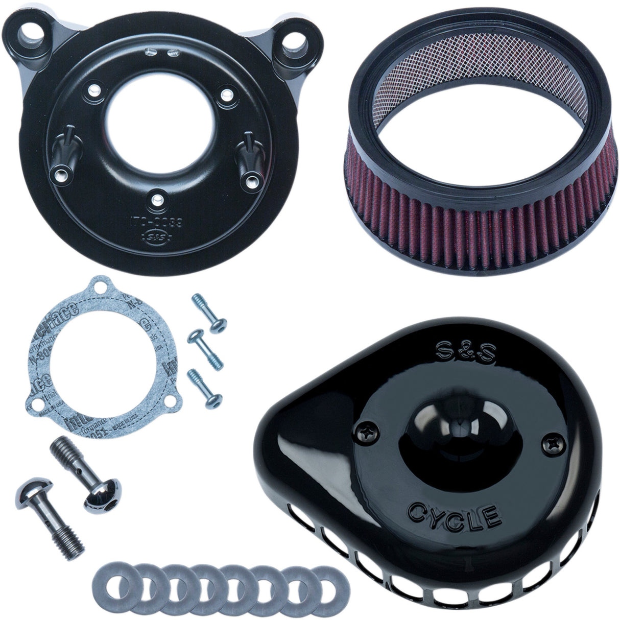 S&S Cycle Mini Teardrop Stealth Air Cleaner Kit Gloss Black - 170-0438 For Harley Motorcycles 2008-2017
