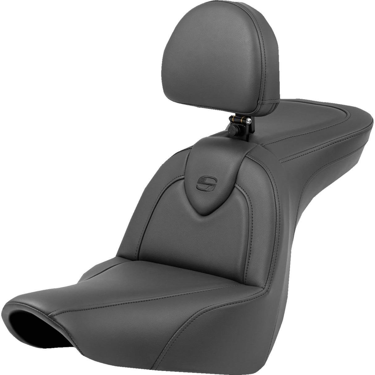 Saddlemen Roadsofa™ Standard Reach Seat With Backrest Black Stitching - 818-29-187BR For Harley Softail 2018-2026