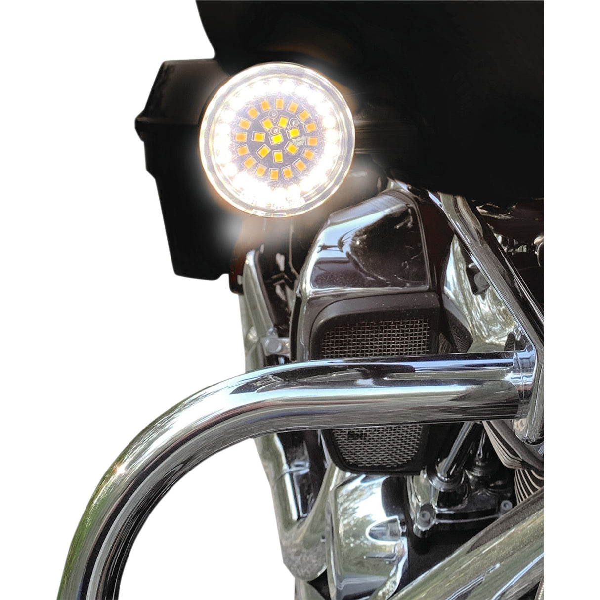Drag Specialties Front Dual Ring Turn Signal Inserts White Amber For Harley Motorcycles 2007-2021