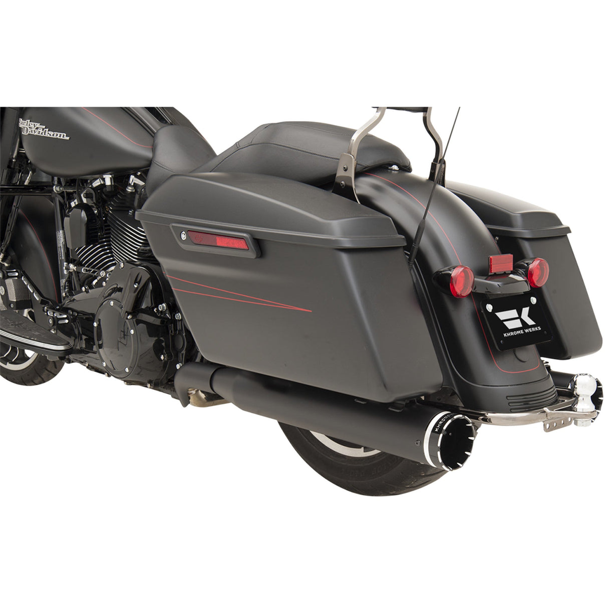 Khrome Werks 2-Into-2 Dominator Exhaust System Black FL With 4-1/2" Muffler - 200830 For Harley Touring 2009-2016