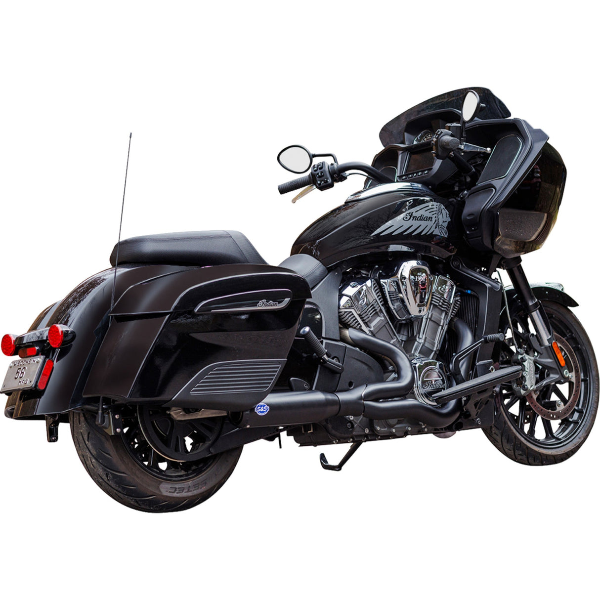 S&S Cycle 2-Into-1 Qualifier Exhaust System 50-State Black Stainless Steel - 550-1085 For Indian Challenger 2020-2023
