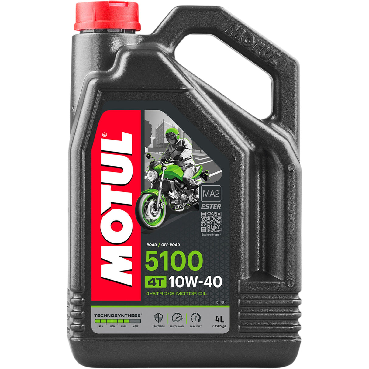 MOTUL 3601-0060 104068 5100 Synthetic Blend 4T Engine Oil 5100 4T Synthetic Blend Oil - 10W-40 - 4L