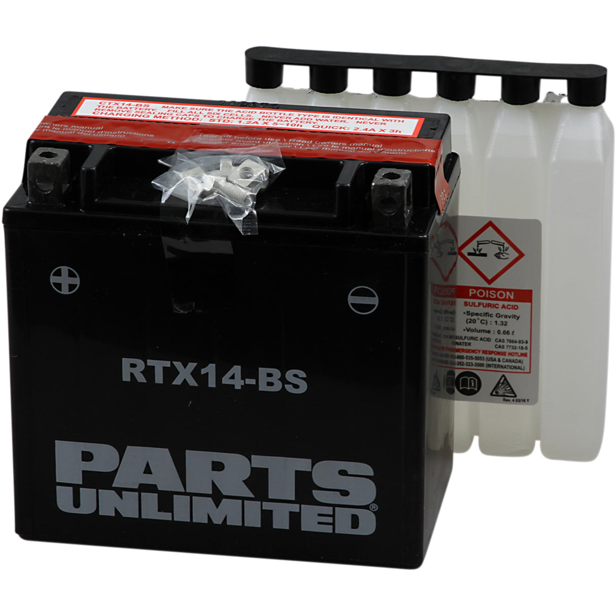 Parts Unlimited Battery - RTX14-BS For BMW Motorcycles 2005-2022 | Triumph Motorcycles 1999-2006 | Aprilia Motorcycles 2007-2017