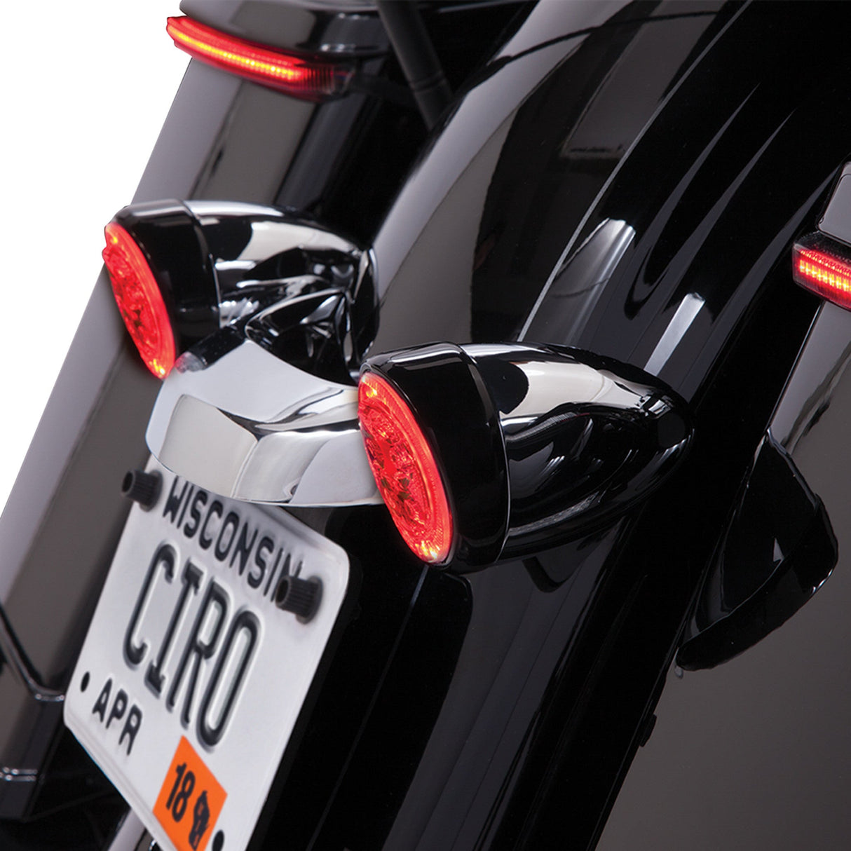 Ciro Fang® Signal Light Inserts — Rear Black Red Lens - 45421 For Harley Motorcycles 1957-2026