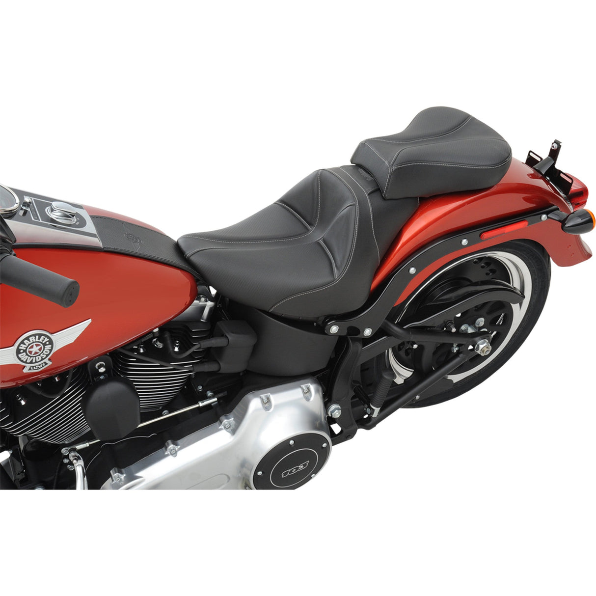 Saddlemen Dominator Pillion Pad Standard Reach Black With Gray Stitching FL FX - 806-12-0162 For Harley Softail 2006-2017