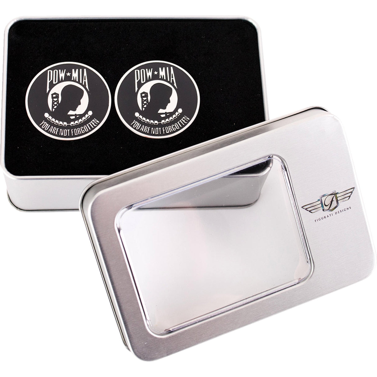 Figurati Designs Swing Arm Covers POW MIA Custom - FD50-POW-SS For Harley Motorcycles 1980-2026