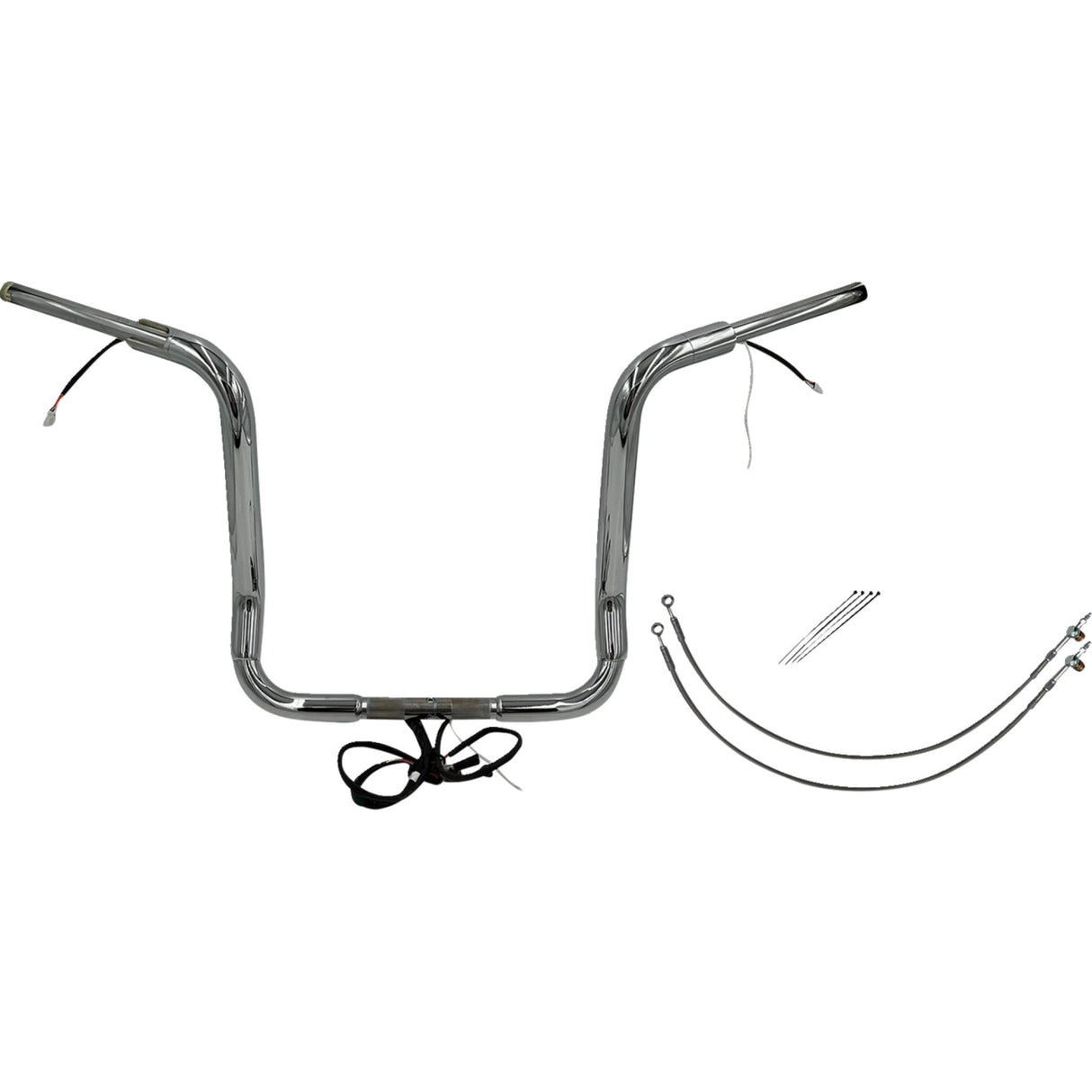 FAT Baggers INC. EZ Install Wired 1-1/2" Round Top Handlebar Kit 16" Chrome - 802516 For Harley Touring 2016-2020