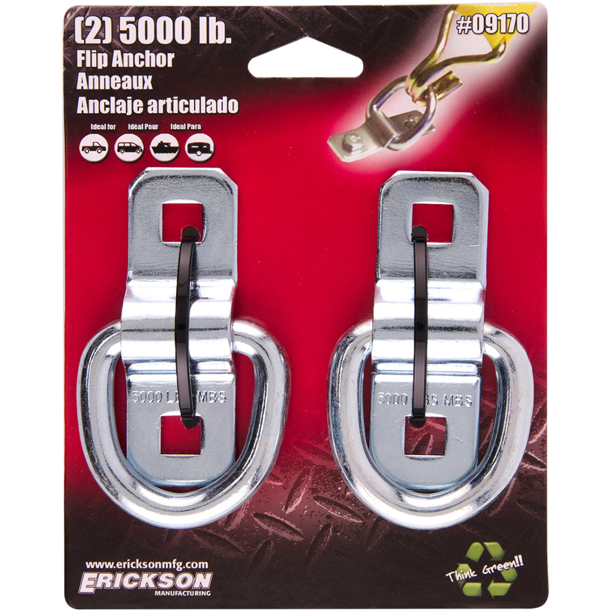 ERICKSON 3920-0413 09170 5,000 lb-Rated Flip-Style Anchor Rings Flip-Style Anchor Rings - 5000 lb-Rated