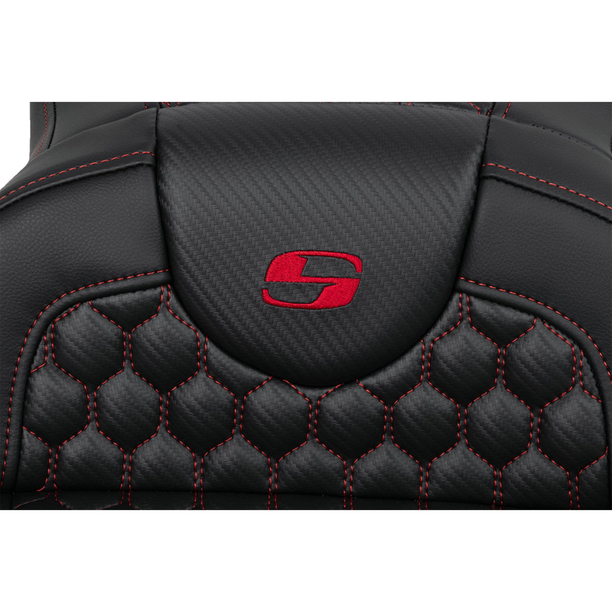 Saddlemen Honeycomb Roadsofa™ Seat Honeycomb Red Stitch Extended Reach Without Backrest - 808-07B-19004 For Harley Touring 2008-2025