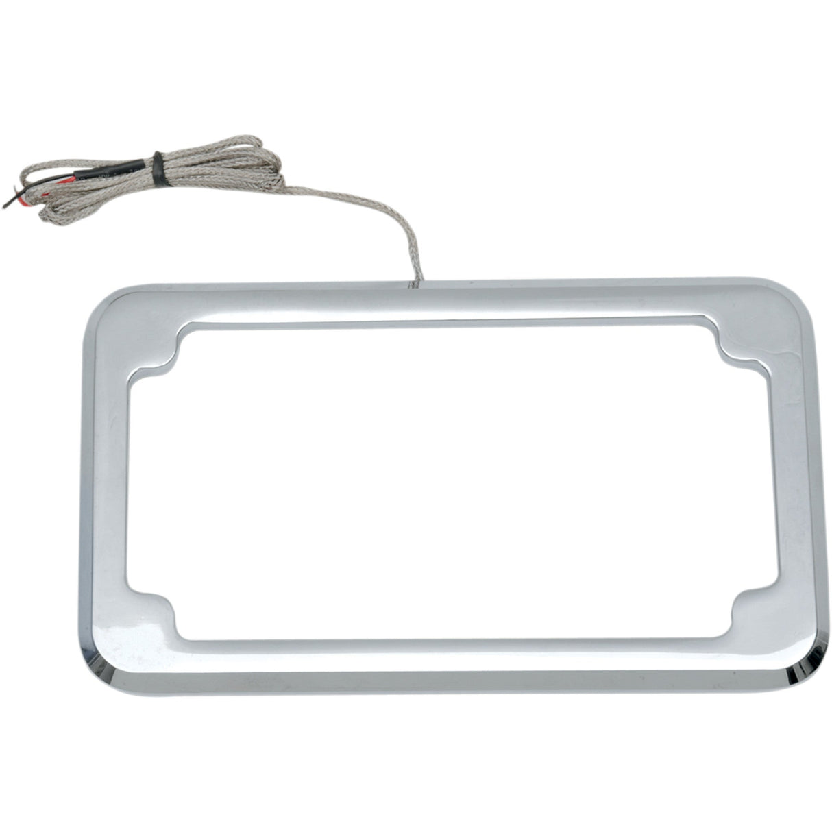 CYCLE VISIONS 2030-0322 CV-4616 Beveled License Plate with Lights Beveled License Plate Frame - Chrome - with Plate Light