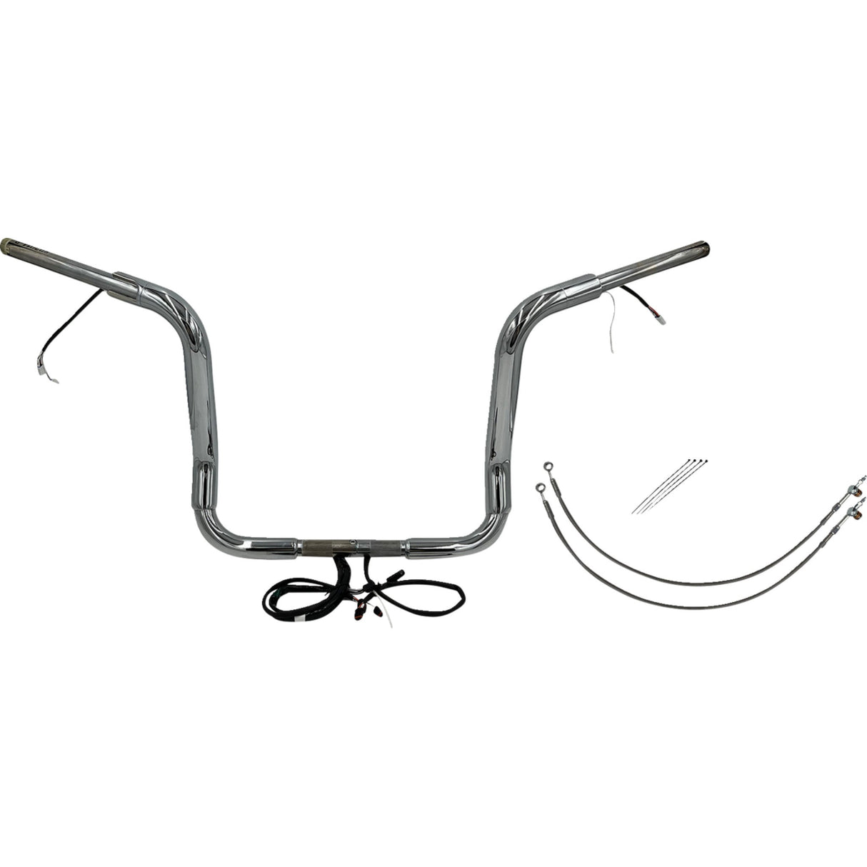 FAT Baggers INC. EZ Install Wired 1-1/2" Round Top Handlebar Kit 14" Chrome - 802514 For Harley Touring 2016-2020