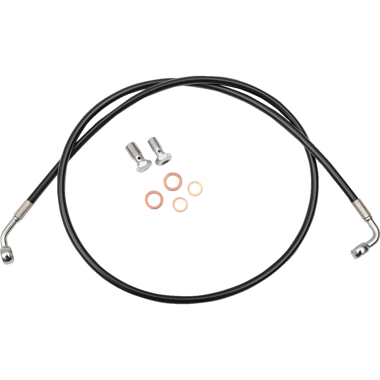 LA Choppers Black Braided Brake Line Kit 15" 17" Ape Hanger Handlebars Black - LA-8153B16B For Harley Softail 2018-2022