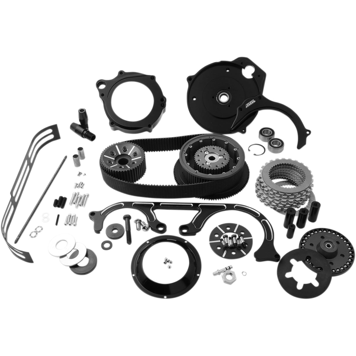Belt Drives LTD. 2" Open Belt Drive Kit With 2-Piece Motor Plate 2" Black Big Twins - TC2PB-2-B For Harley Touring 2007-2016