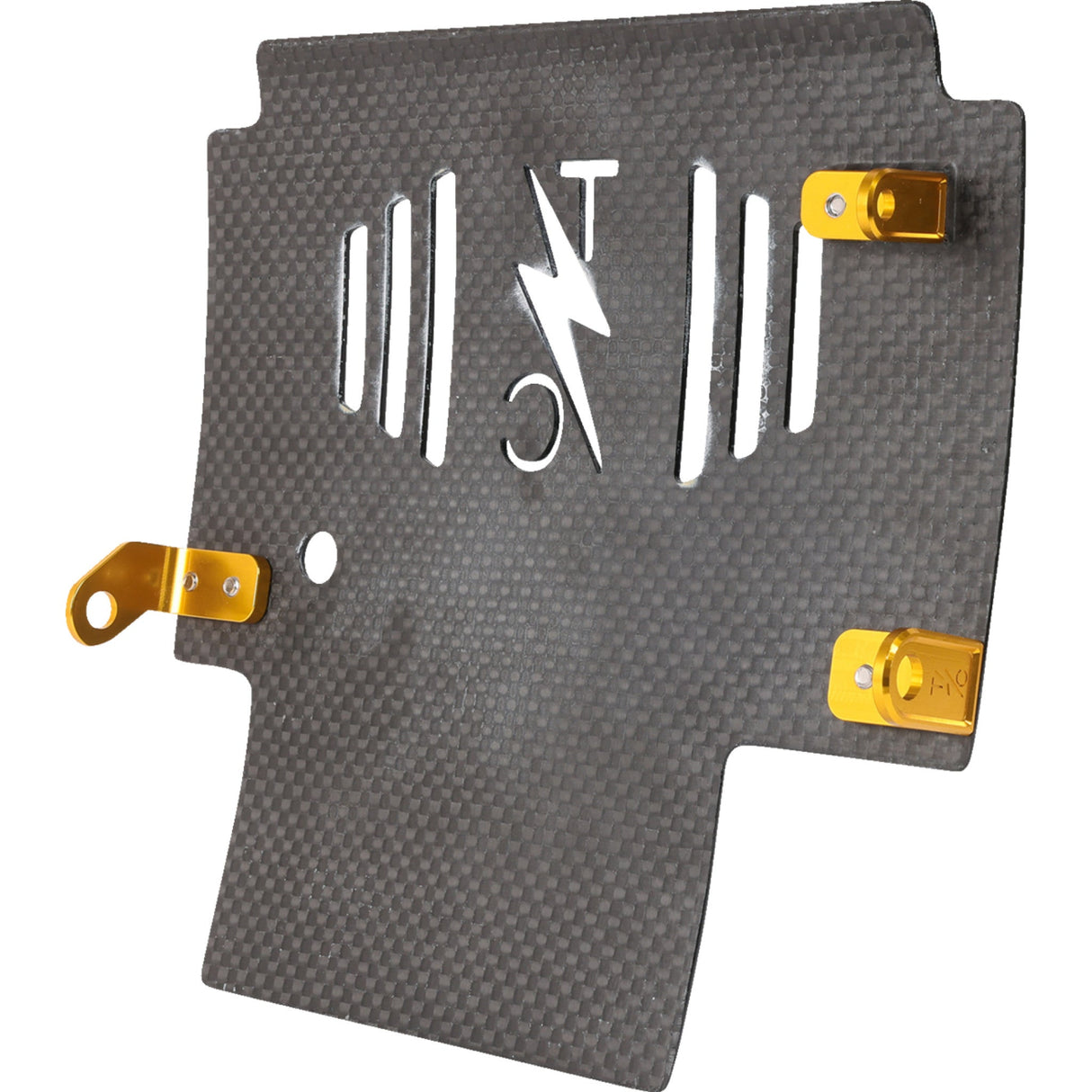 Thrashin Supply CO. Carbon Fiber Skid Plate Gloss With Gold Brackets - TSC-3034-5 For Harley Touring 2023-2026
