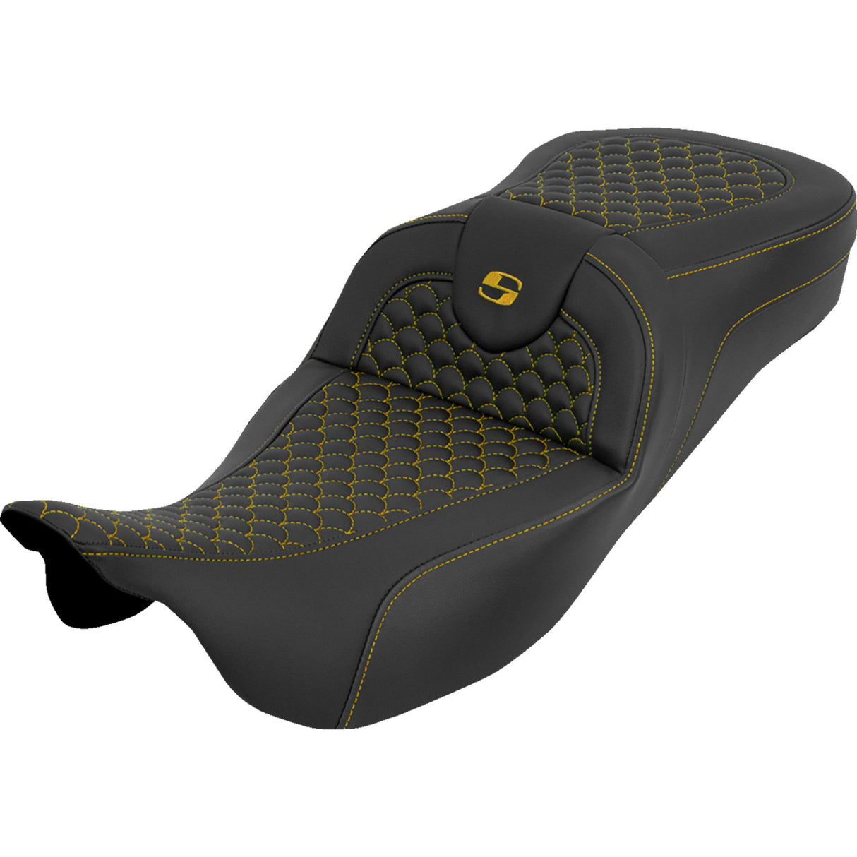 Saddlemen Extended Reach RoadSofa™ Seat Dragon Scale Without Backrest Gold Stitch - 808-07B-20907 For Harley Touring 2008-2024