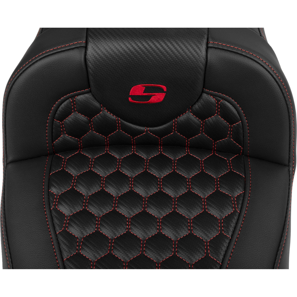 Saddlemen Roadsofa™ Extended Reach Seat With Backrest Honeycomb Red Stitch - 823-07-190B4 For Harley Touring 2023-2026