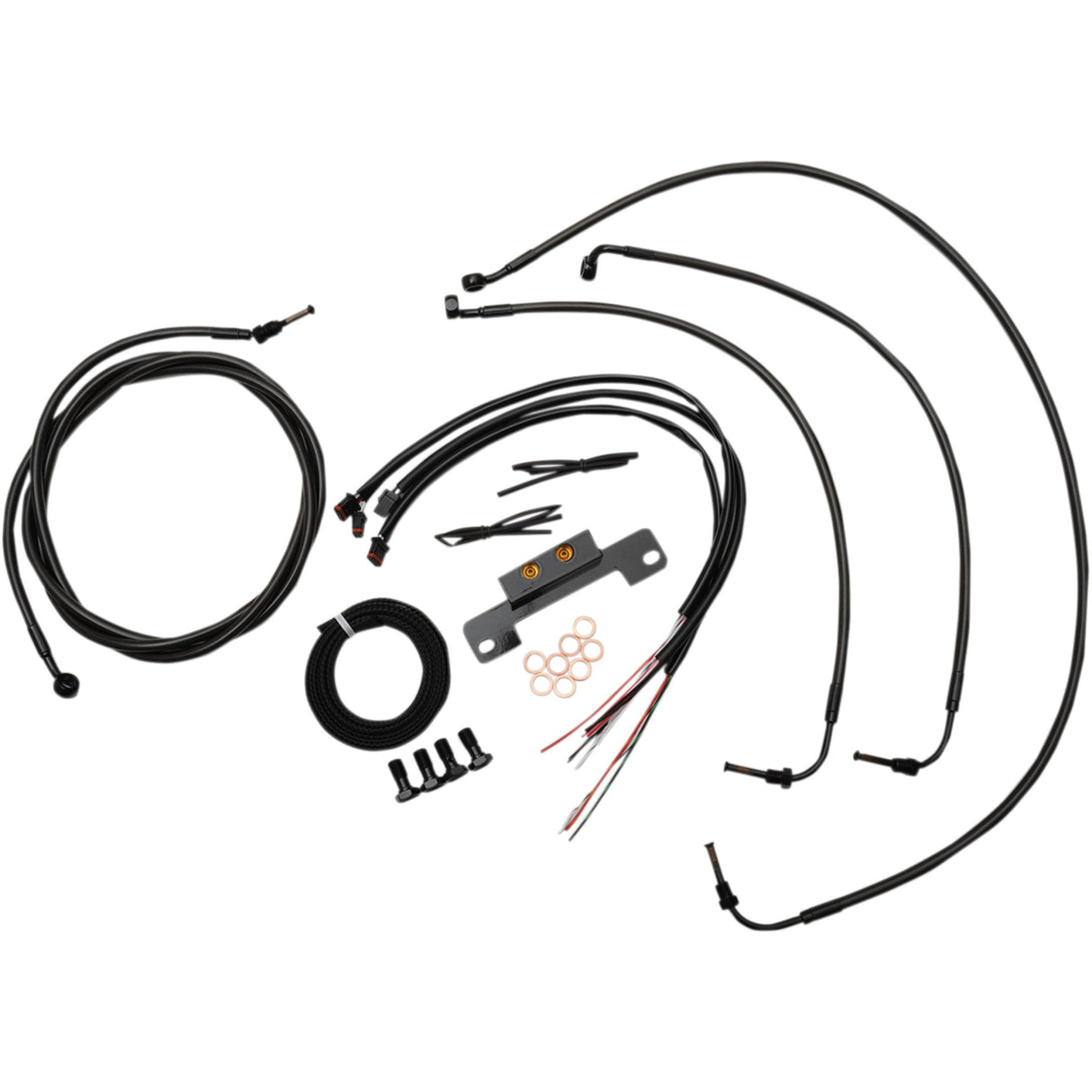 LA CHOPPERS 0662-0218 LA-8055KT2-19M Complete Midnight Braided Handlebar Cable/Brake Line Kit — Standard Handlebar Cable/Brake Line Kit - Complete - 18" - 20" Handlebars - Midnight