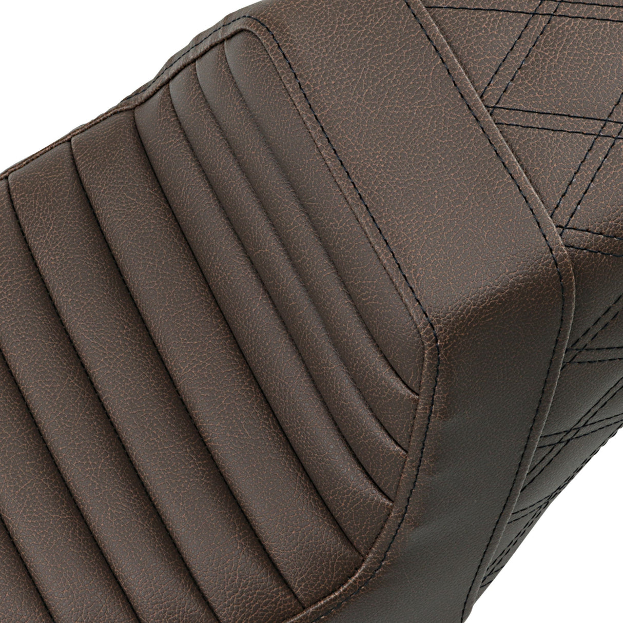 Saddlemen Step-Up Seat — Rear Lattice Stitch Front Tuck-N-Roll Brown - 807-11-176BR For Harley Sportster 2004-2022 (3.3G Tank)
