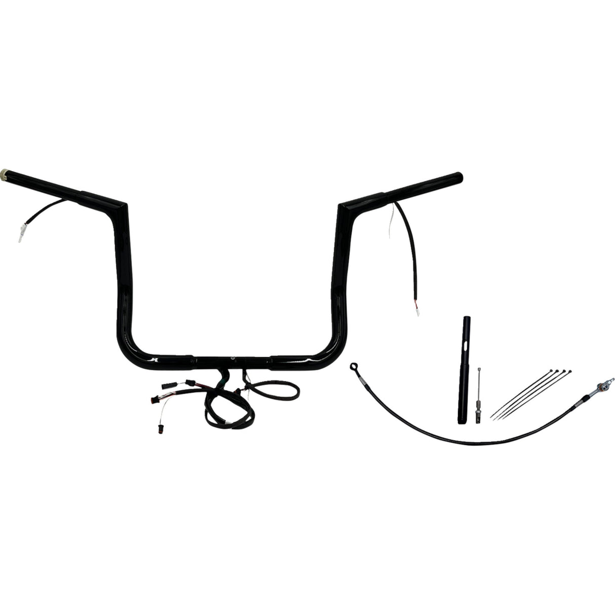 FAT Baggers INC. EZ Install Wired 1-1/4" Flat Top Handlebar Kit 12" Black - 712012-B For Harley Touring 2021-2022