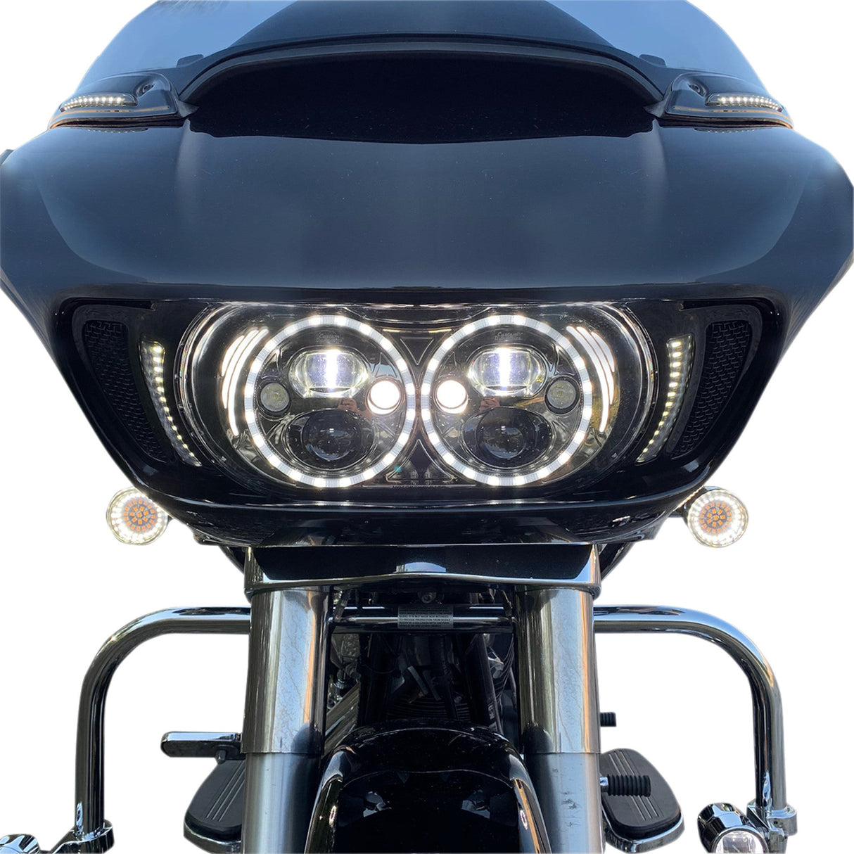 Drag Specialties Front Dual Ring Turn Signal Inserts White Amber For Harley Motorcycles 2007-2021