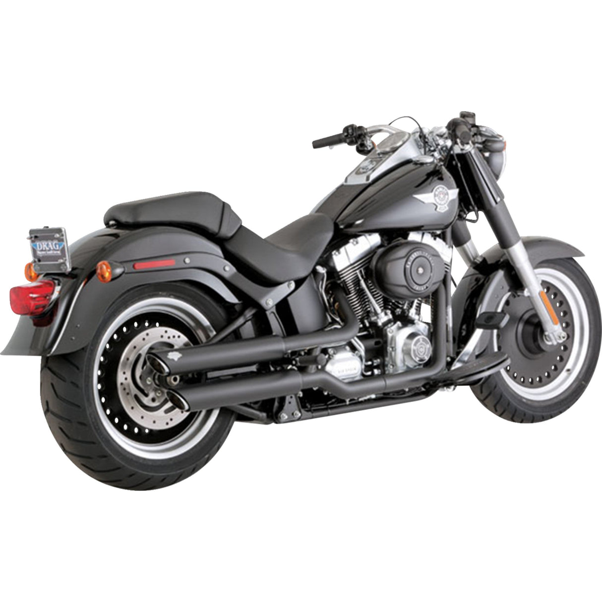 Vance & Hines 3" Twin Slash Slip-On Mufflers Black - 46343 For Harley Softail 2010-2017