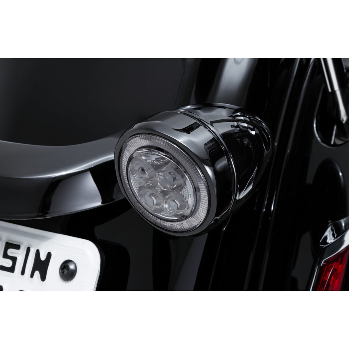 Ciro Fang® Rear Turn Signal Light Inserts Red LED Smoke Lens Black - 45621 For Harley Motorcycles 1957-2026