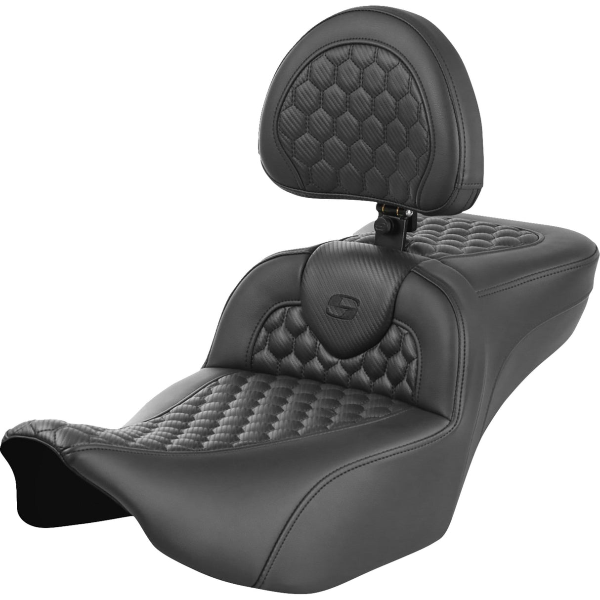 Saddlemen Roadsofa™ Extended Reach Seat With Backrest Honeycomb - 823-07-190B0 For Harley Touring 2023-2026