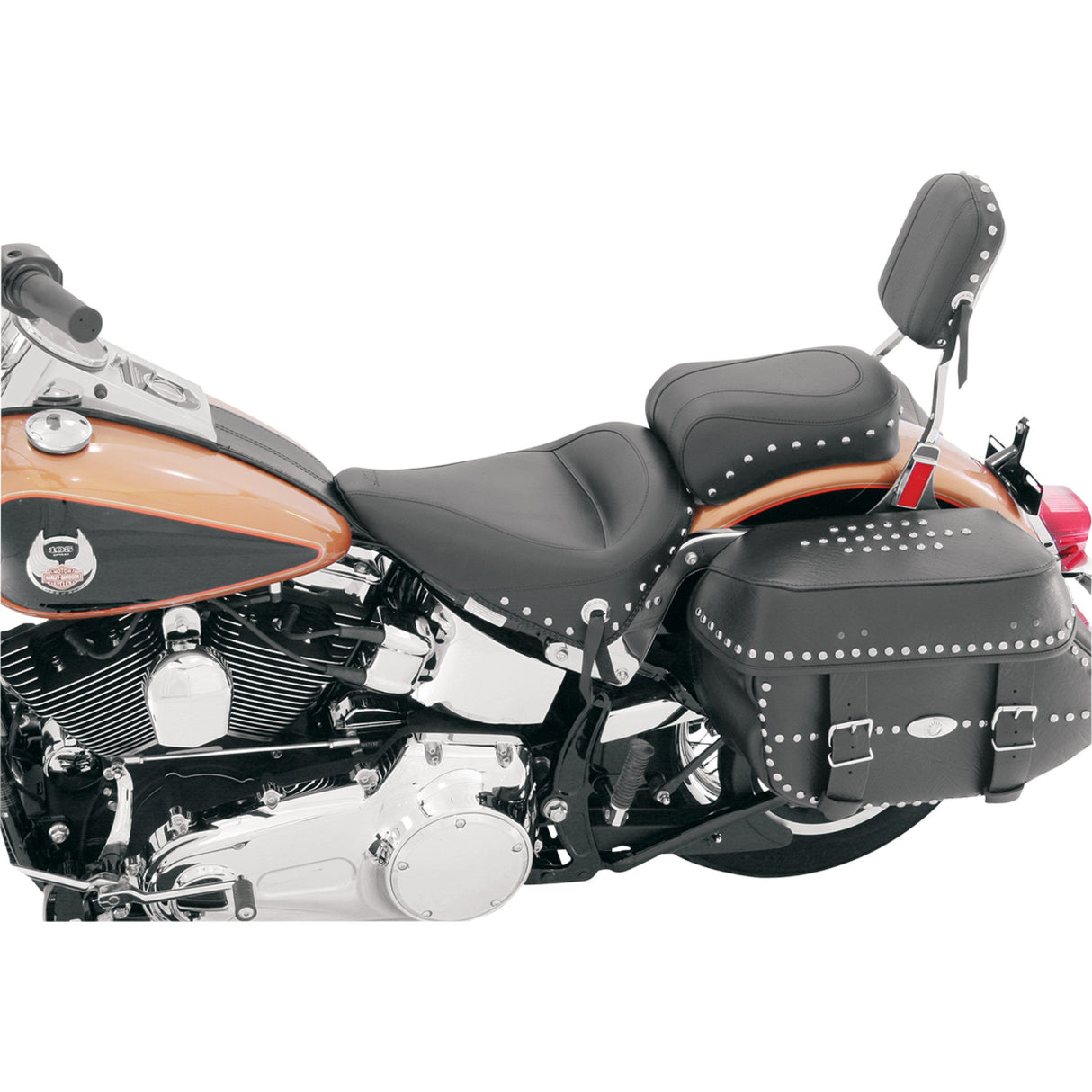 Mustang Studded Vinyl Solo Seat — Without Backrest - 76174 For Harley Softail 2005-2017