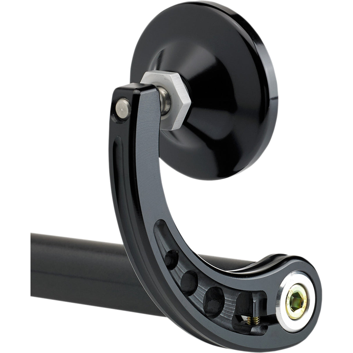 Joker Machine Bar End Mirror Side View Round Black Curved 2-1/4" - 09-312-CB