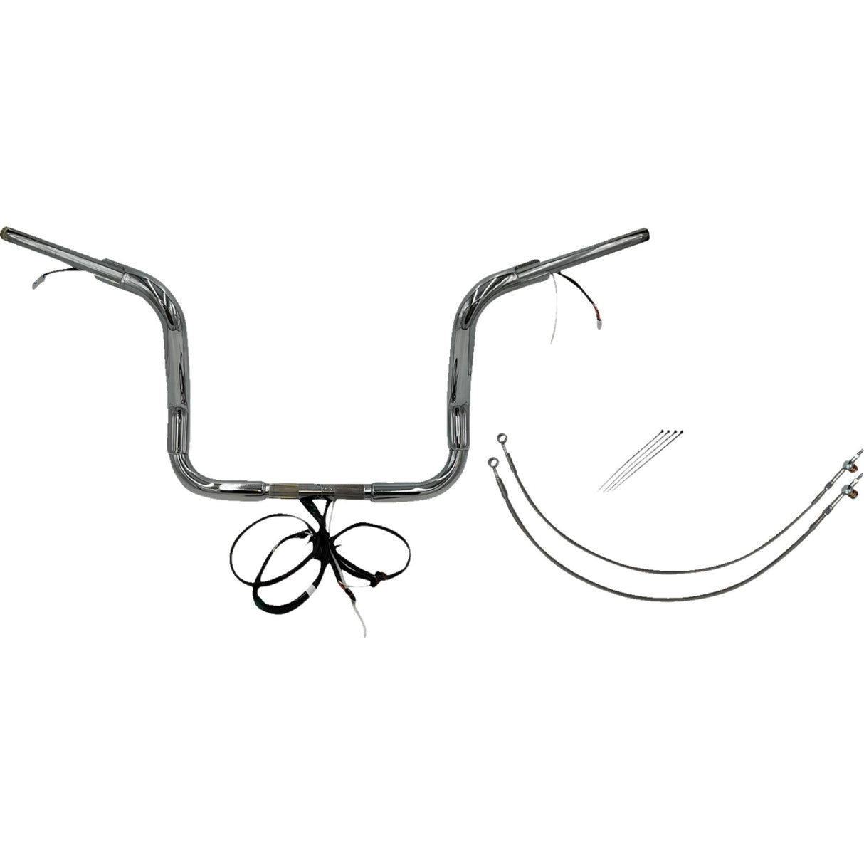 FAT Baggers INC. EZ Install Wired 1-1/2" Round Top Handlebar Kit 12" Chrome - 802512 For Harley Touring 2016-2020