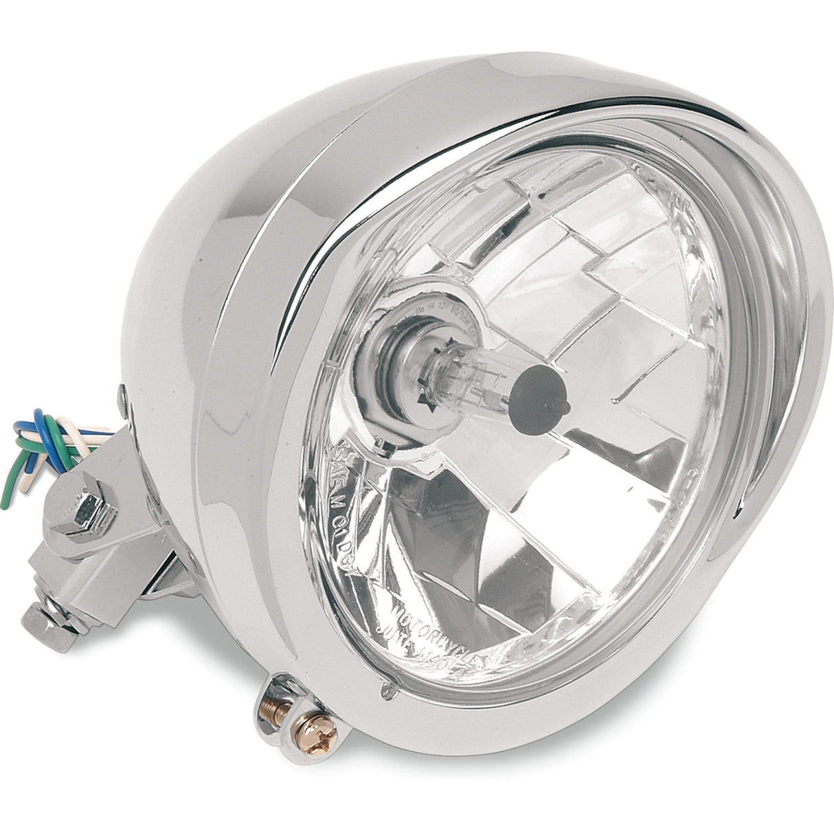 DRAG SPECIALTIES Diamond-Style Bottom-Mount 5-3/4" Headlight Assemblies Head Light with Visor - Clear Lens