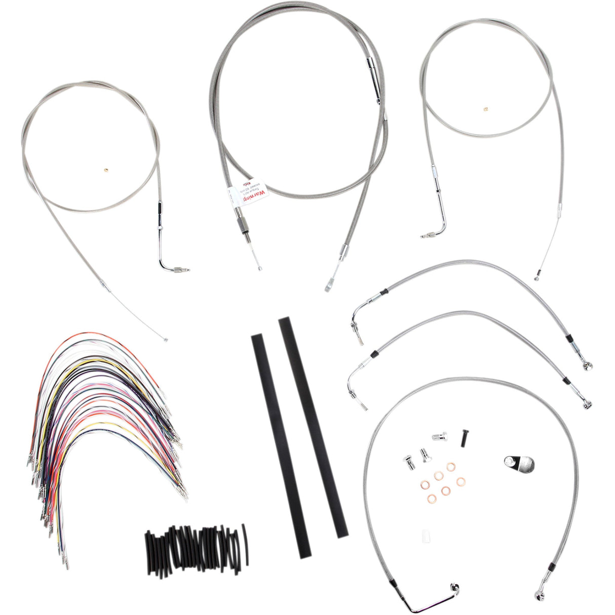 Burly Brand Complete Stainless Braided Handlebar Cable Brake Line Kit 16" Ape Hangers - B30-1077 For Harley Touring 1997-1999