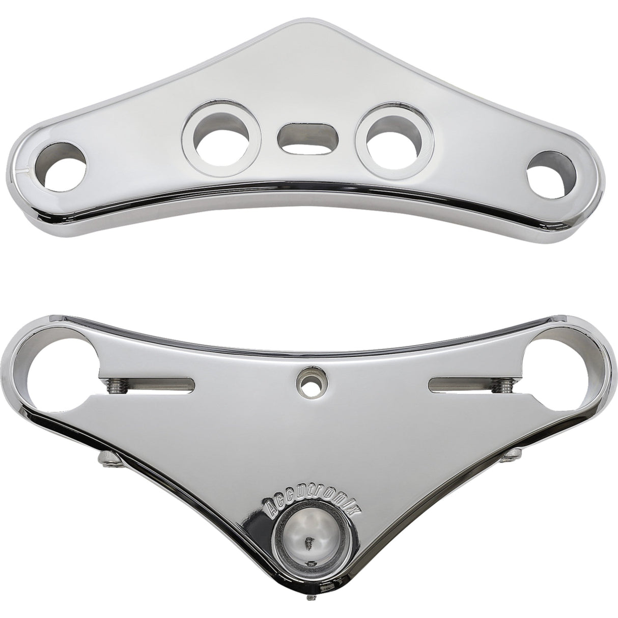 Accutronix 41 Mm Raked Triple Tree Chrome Raked 7° Elite Smooth - TWR741-ESC For Harley Softail / Wide 1984-2010