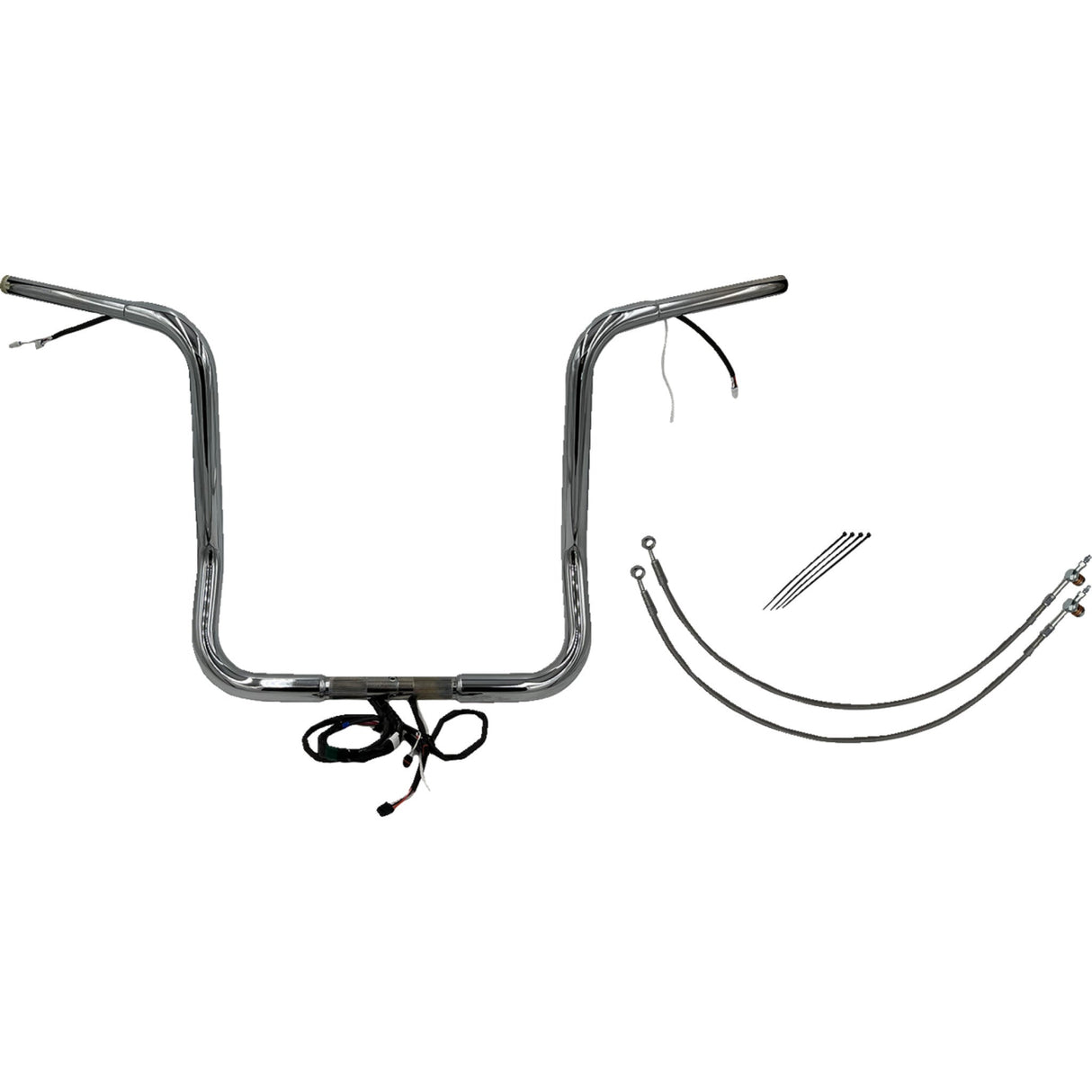 FAT BAGGERS INC. 0601-6033 901516 EZ Install Wired 1-1/4" Round Top Handlebar Kit - Rounded Top - 16" - Chrome