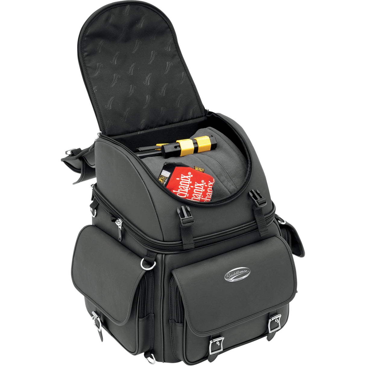 SADDLEMEN 3515-0120 EX000440 BR3400EX Combination Backrest, Backseat, and Sissy Bar Bag Sissy Bar Bag - Black