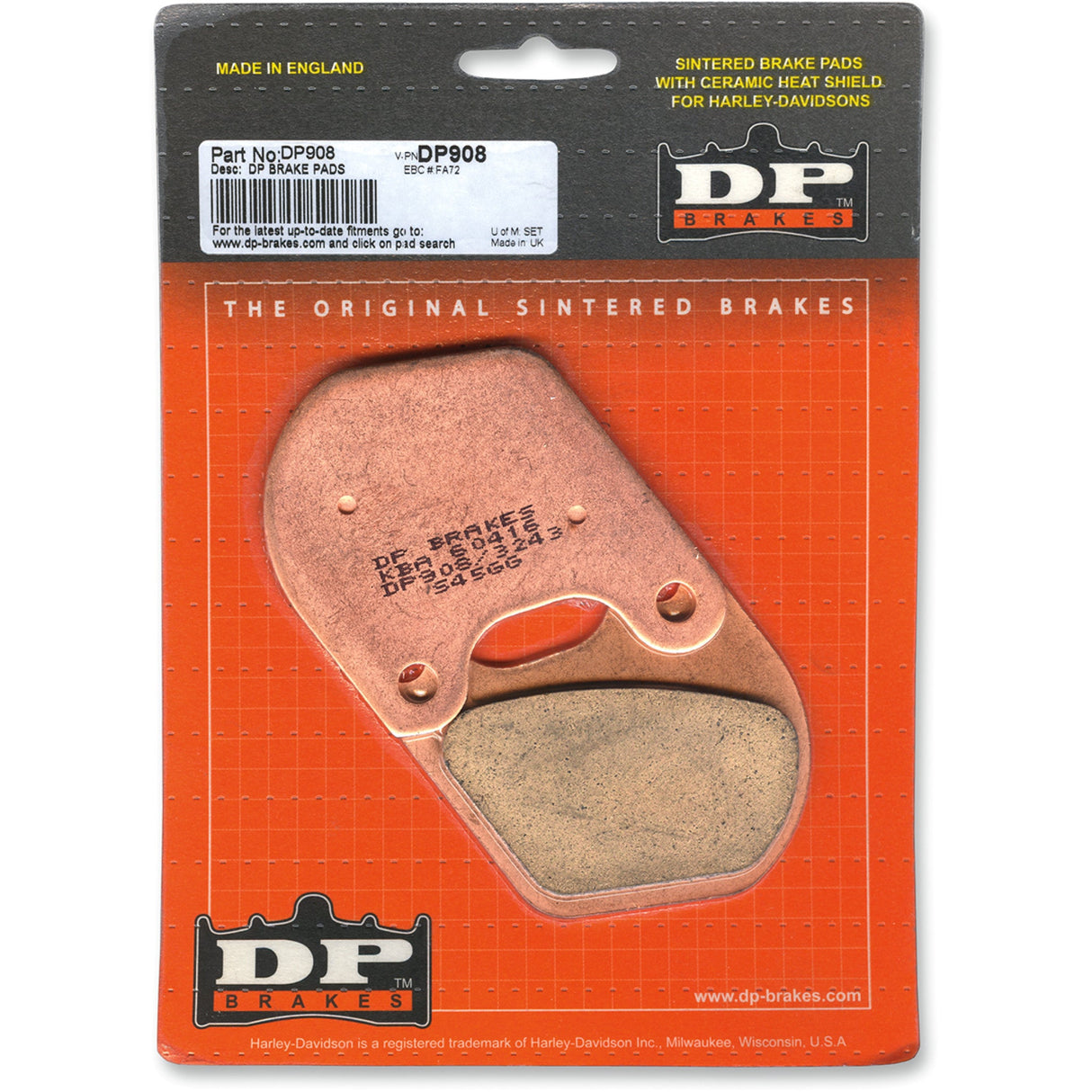 DP BRAKES DP-908 DP908 Sintered Metal Harley/Buell Brake Pads