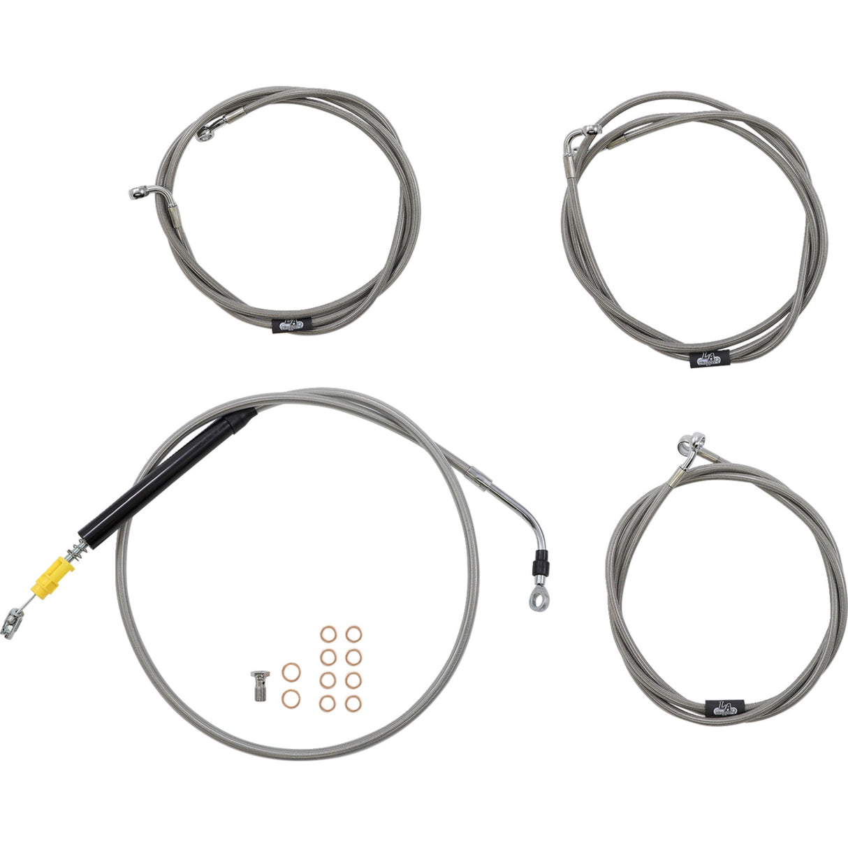 LA Choppers Standard Stainless Braided Handlebar Cable Brake Line Kit 18"-20" Ape Hangers - LA-8056KT-19 For Harley Touring 2021-2022
