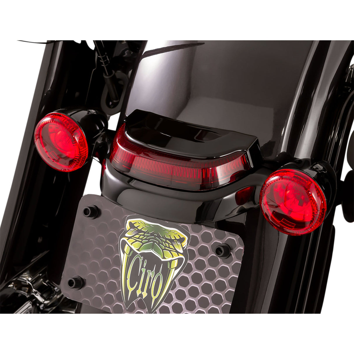 Ciro Crown Taillight With Lightstrike™ Technology Red Lens Black - 40174 For Harley Touring 2006-2026