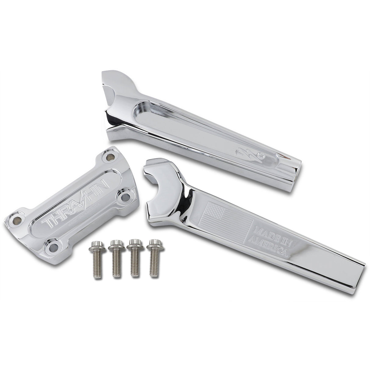 Thrashin Supply CO. Handlebar Risers Straight 8" Chrome - TSC-8000-3 For Harley Motorcycles 1973-2026