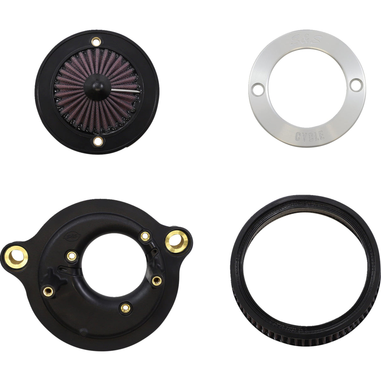 S&S Cycle Air Stinger Stealth Air Cleaner Kit Chrome Ring - 170-0714A For Harley Motorcycles 2017-2023