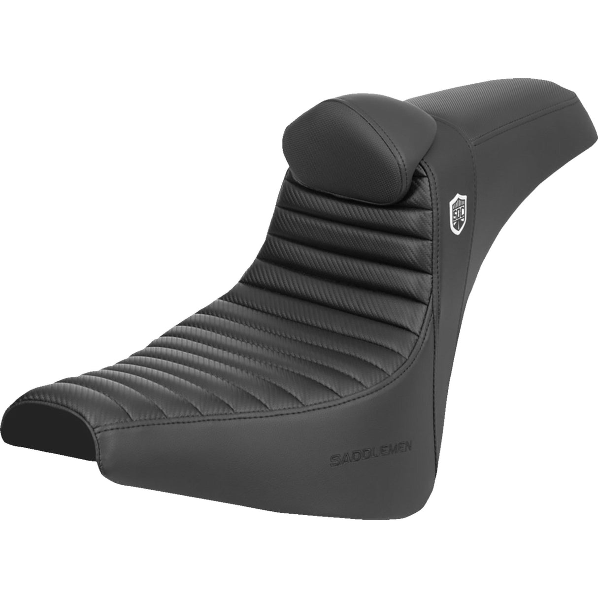 Saddlemen Pro Series SDC Performance Grip Seat With Backrest Tuck-N-Roll Carbon Fiber Gripper FX - SC81830TB For Harley Softail 2018-2025