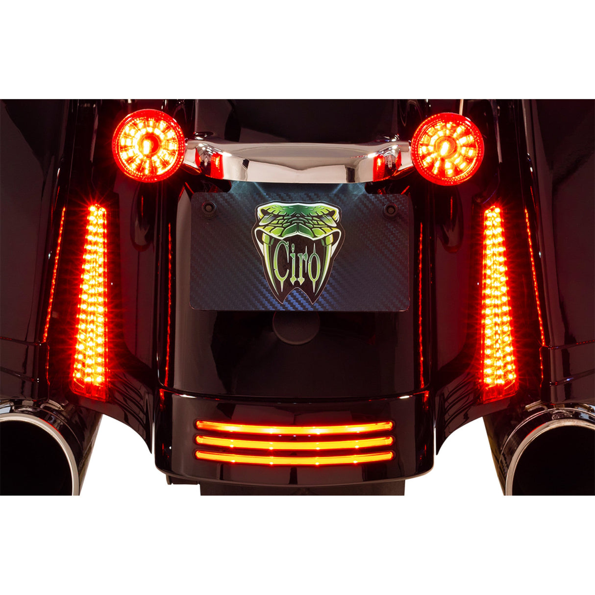 Ciro Filler Panel Lights Red Lens Red LEDs Black - 40043 For Harley Touring 2006-2026