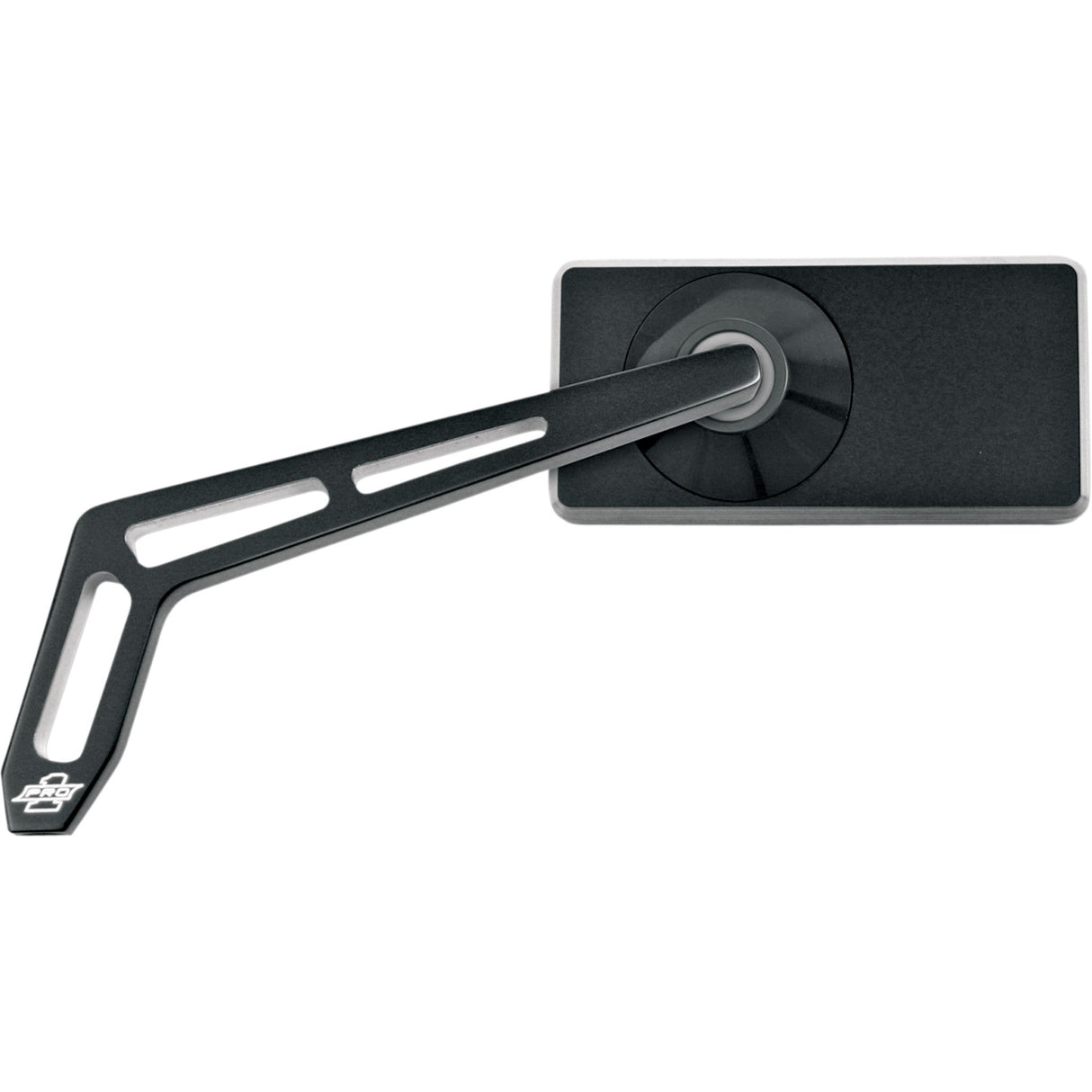 PRO-ONE PERF.MFG. 0640-0251 102450B Billet Aluminum Mirror Mirror - Weekend Warrior - Side View - 2 Tone/Cut-Out - Rectangle - Black - Left