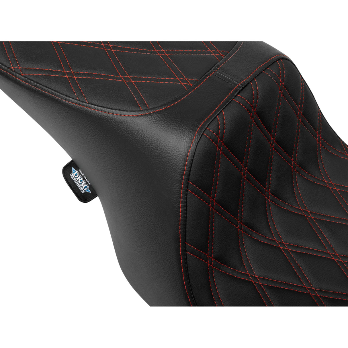 DRAG SPECIALTIES SEATS 0801-1998 Performance Predator 2-Up Seat Predator 2-Up Seat - Vinyl - Double Diamond - Red Stitching - w/o Backrest - FL '97-'07