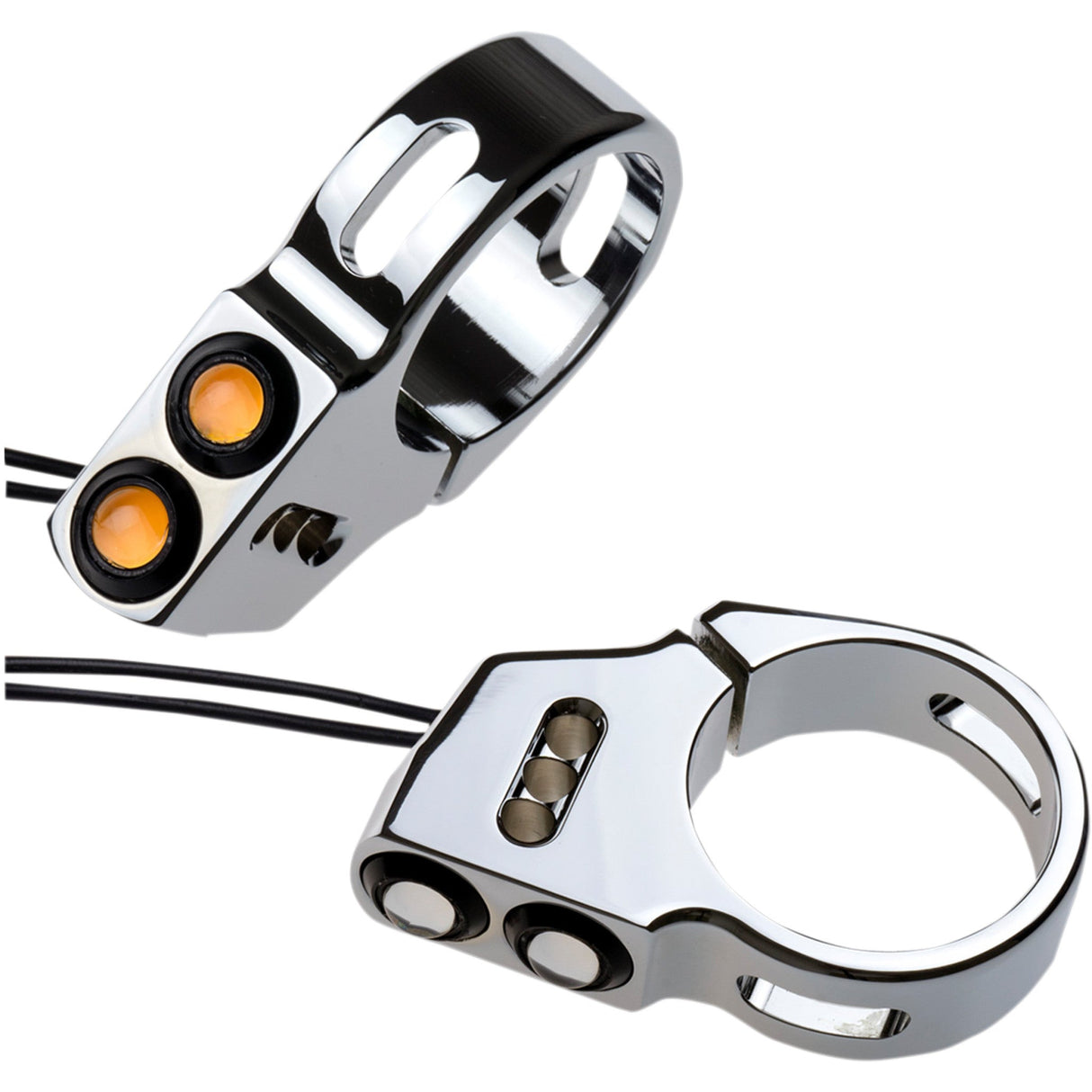 JOKER MACHINE 2020-1304 05-200-3C Rat Eye LED Fork Mount Turn Signals - 49 mm - Chrome