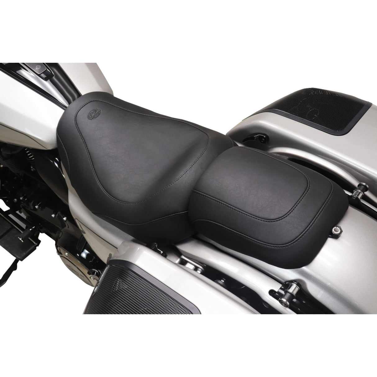 Mustang Padded Passenger Seat Cowl Black Smooth - 88612 For Harley Touring 2023-2026
