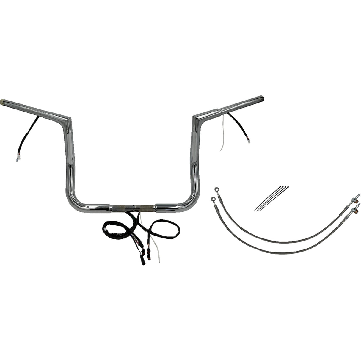 FAT Baggers INC. EZ Install Wired 1-1/4" Flat Top Handlebar Kit 12" Chrome - 702212 For Harley Touring 2016-2020