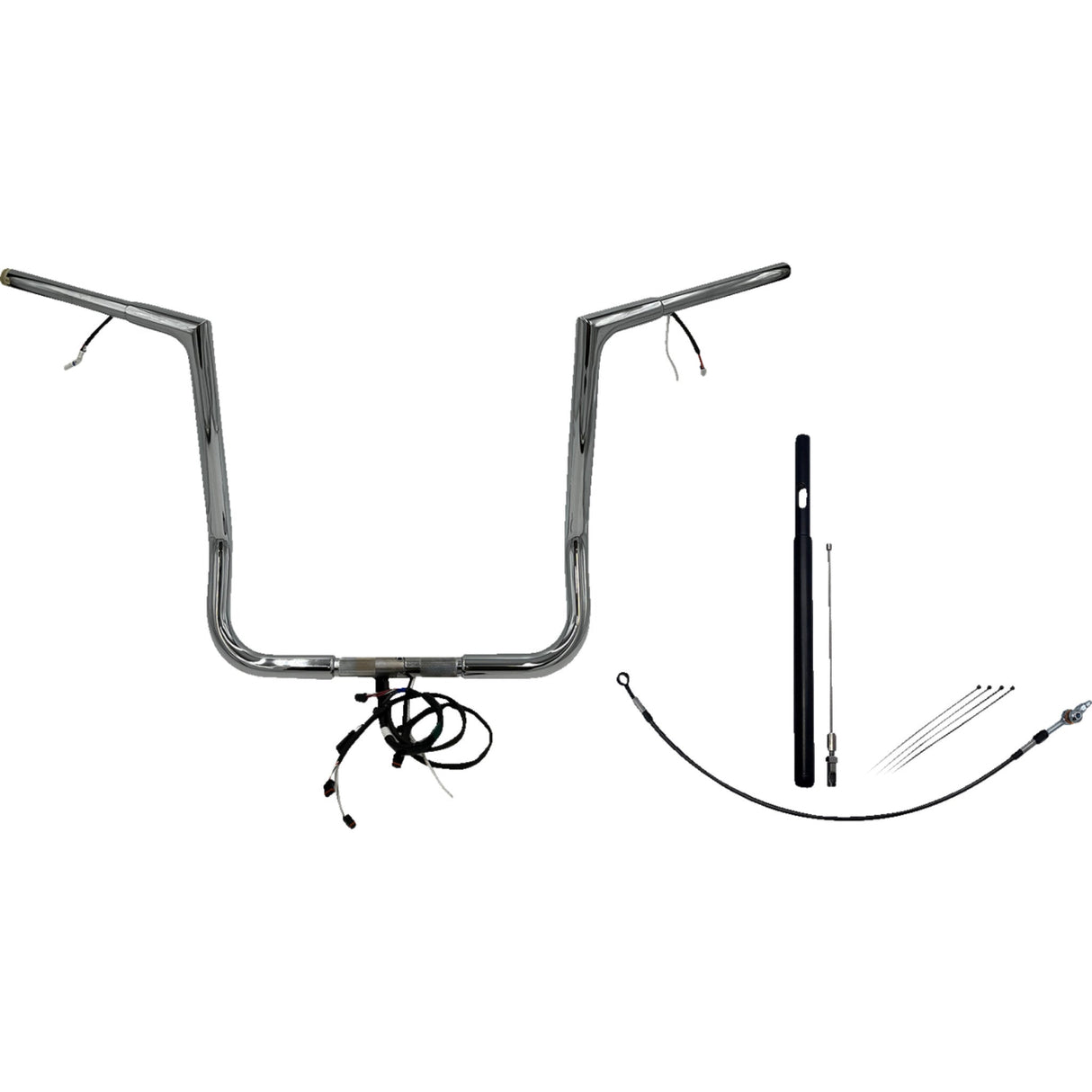 FAT Baggers INC. EZ Install Wired 1-1/4" Flat Top Handlebar Kit 16" Chrome - 712016 For Harley Touring 2021-2022
